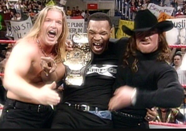TripleH's tweet photo. Happy 50th birthday to the one and only @MikeTyson. #StillTheBaddestHallOfFamer @WWE https://t.co/BUSHvj3GMd