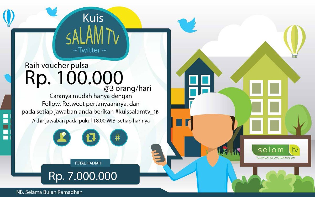 Salamtelevisi's tweet photo. #kuissalamtv_16
Pertanyaan:Pada Umur berapakah Rasulullah Shalallahu'alaihi wasallam wafat?
ketentuan kuis di gambar https://t.co/BeTRzjByr2