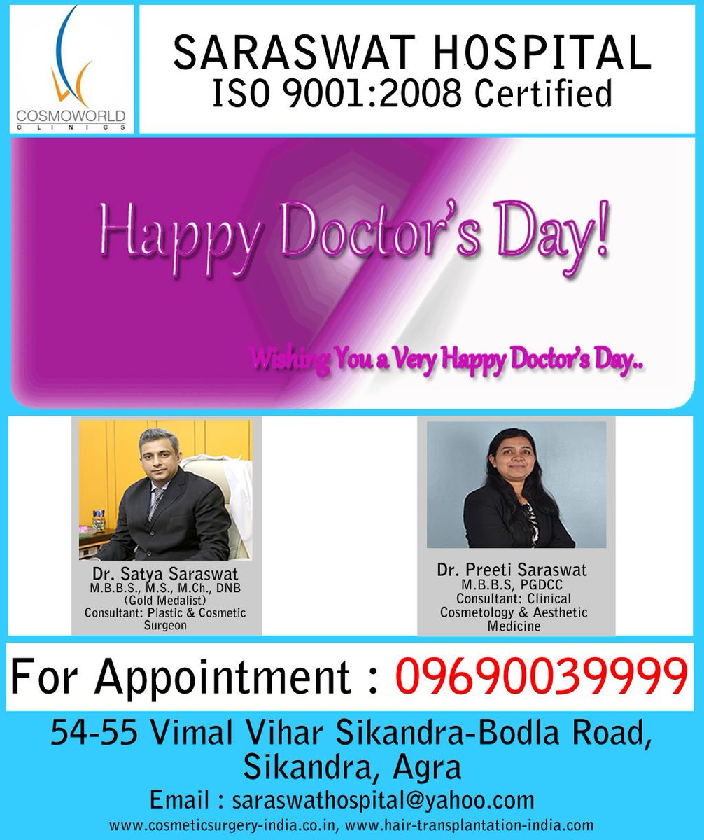 hair_results's tweet photo. #HappyDoctorsDay #BioFUE #HairTransplantIndia #CosmoworldClinic #SaraswatHospital https://t.co/yqhM7UGmHw