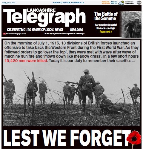 Poignant image on <a href="/lancstelegraph/">Lancashire Telegraph</a> to remember our fallen heroes. Pick up our paper to find out more