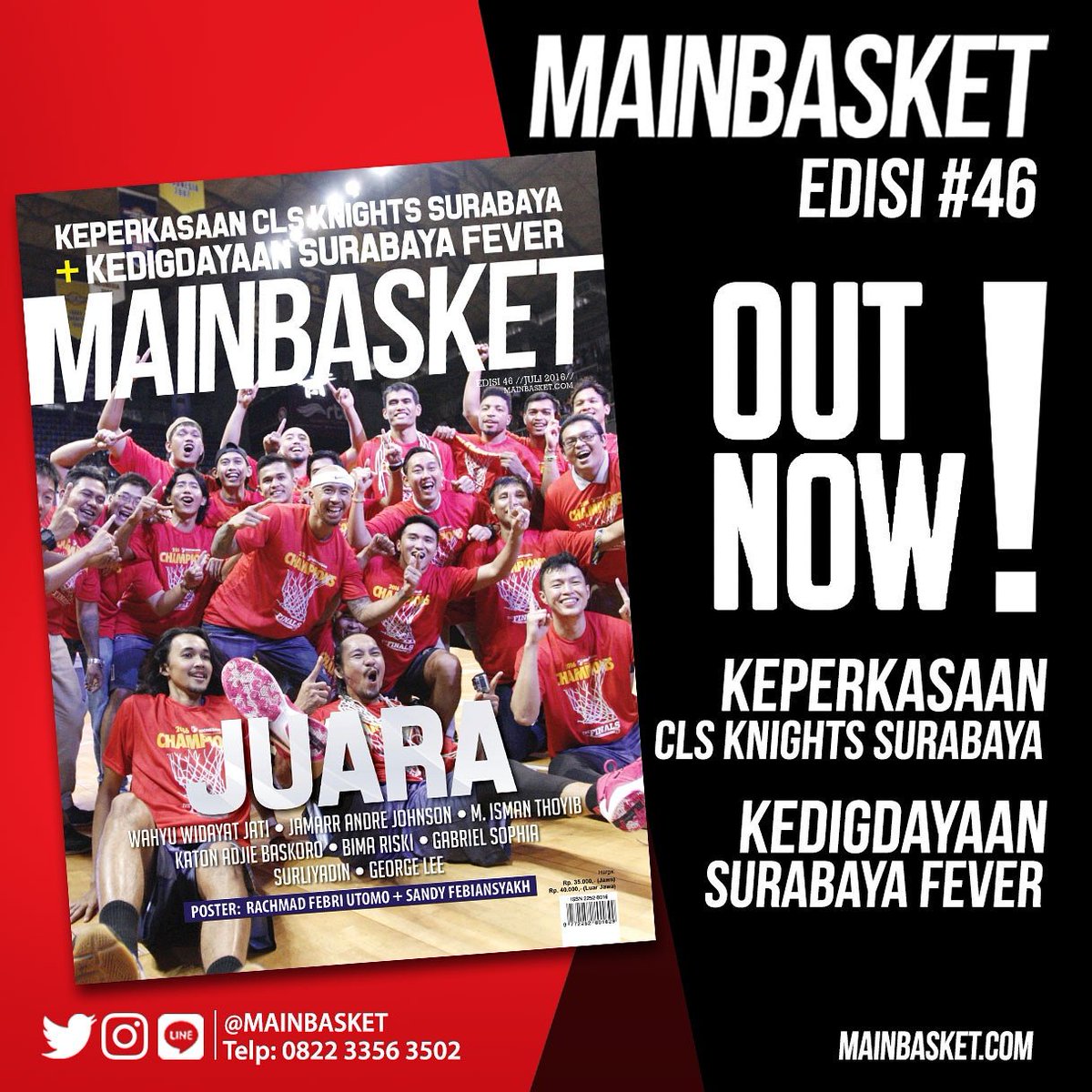 The #46 edition of Mainbasket is out now! With the newest issue. Order: 082233563502 (wa/sms) | <a href="/mainbasket/">Majalah Mainbasket</a> (line)