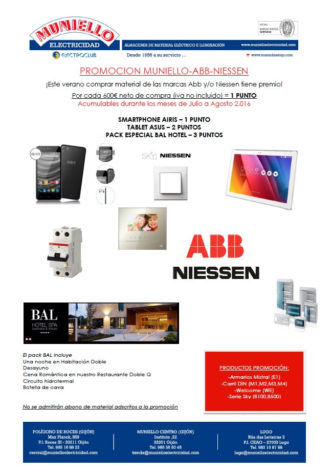 munielloshop's tweet photo. Fantástica promoción, compra productos ABB y NIESEN en @munielloshop. Tienen premio! https://t.co/wwtUgypJlG https://t.co/tYoyVZgxi1