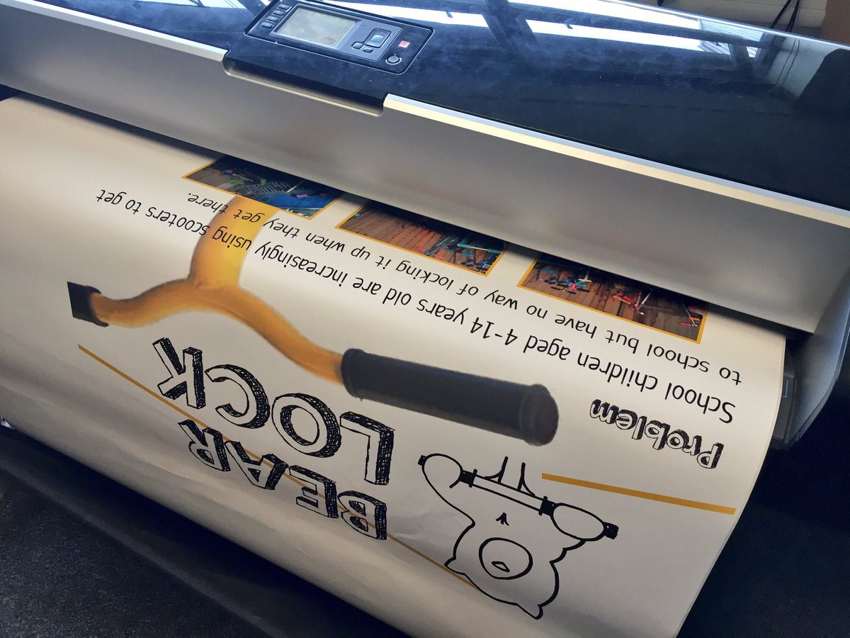 FernwoodDT's tweet photo. @tridesignawards Phoebes #bearlock presentation board being printed 🙊👍🏼 #dtchat https://t.co/TkkzeFkuSU