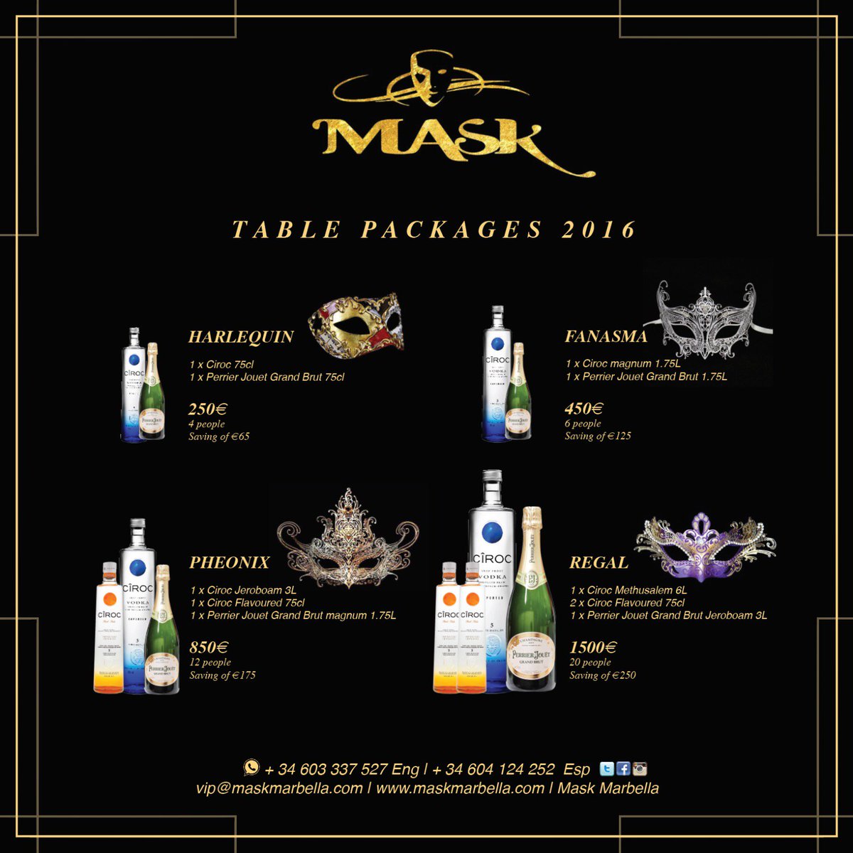 themaskmarbella's tweet photo. #Mask VIP drink packages for all reservations go to https://t.co/x6fN5yCDr5   #Marbs #Mask #MaskMarbella https://t.co/8wLMHDshQc