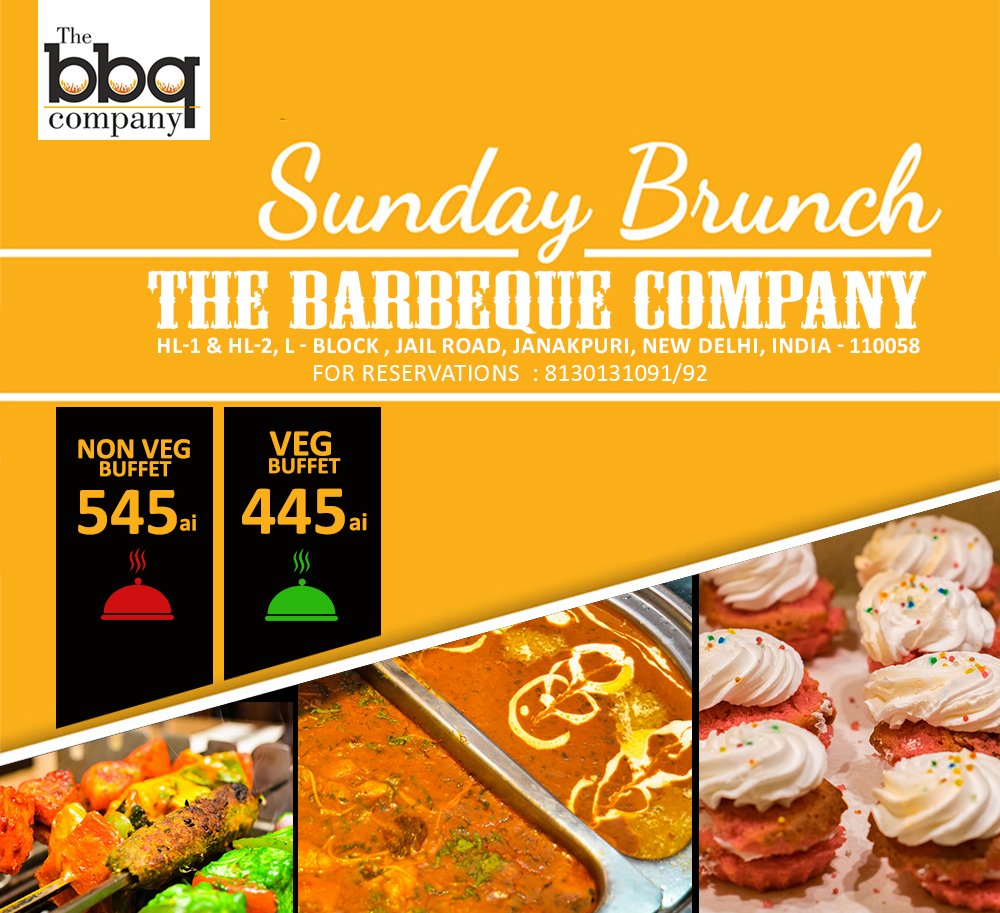 TheBarebequeCo's tweet photo. Come enjoy your Sunday with our delicious brunch.
For Reservations: 8130131091/92
#sunday #brunch #food #weekend https://t.co/wqWWS8vWZy