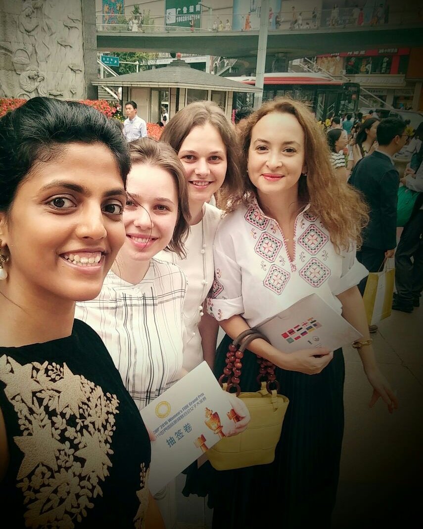 Two world champions and two upcoming champions😉😎 at #Chengdu #FIDE Women's Grand Prix #chess #china #India #sports