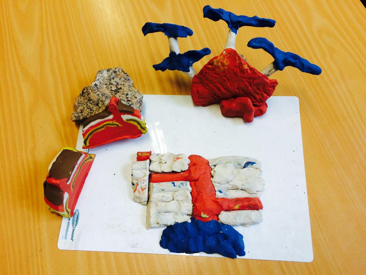 JCGGeog's tweet image. Year 12 igneous intrusions #geographynotjustcolouring its plasticine models as well #aqageog #geographyteacher