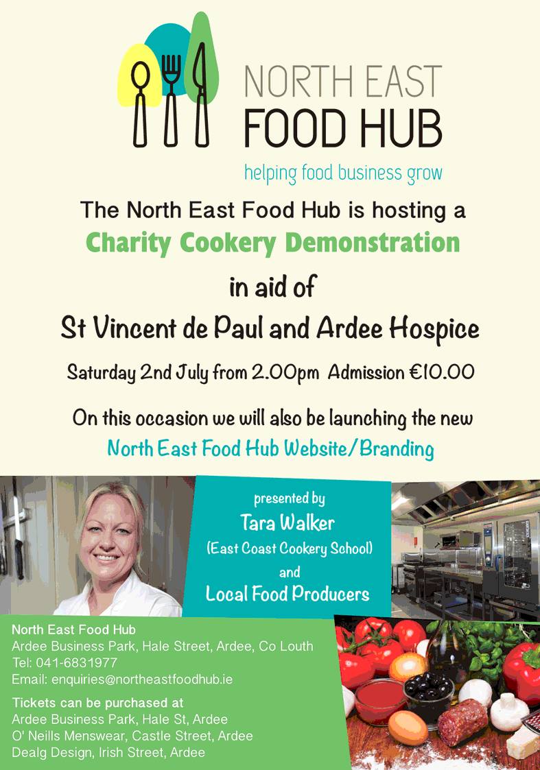 Don't forget this Saturday <a href="/TaraWalkerChef/">Tara Walker</a> will be giving a cookery demo in aid of SVP &amp; #Ardee Hospice. Tickets €10