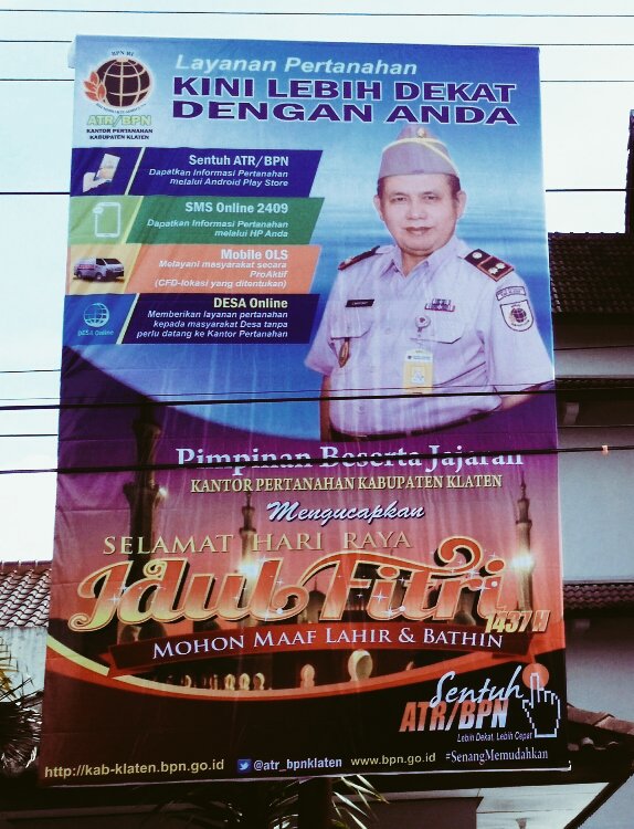 atr_bpnklaten's tweet photo. Selamat berlibur jajaran @atr_bpn sel Indonesia sambut Idul Fitri penuh kemenangan @TheOfficialFMB @KebayoranMaping https://t.co/WArbHfhvAq
