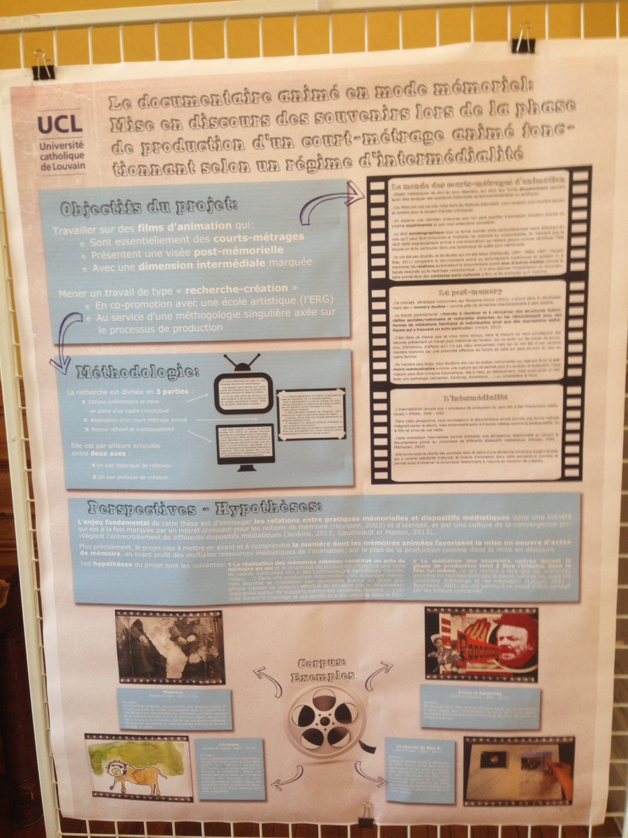 Poster scientifique de Nicolas Wouters sur le cinéma d'animation documentaire de l'@UCLouvain_be <a href="/RDoctorales/">RDEPIC485</a>