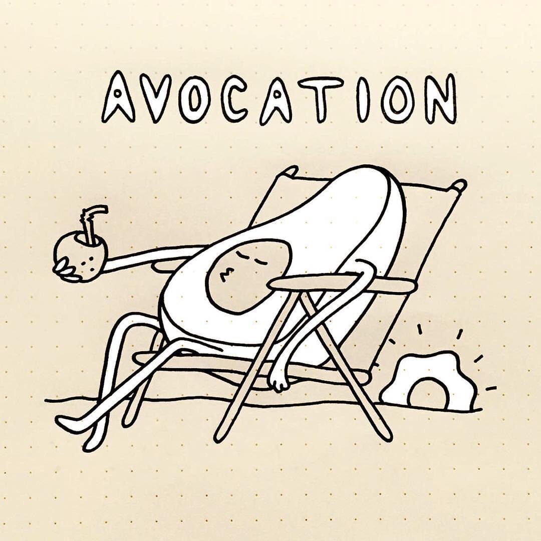 LucumaMagazine's tweet photo. Artwork by @avosandeggs #avocado #avocation #veganhumour #veganlol #vegetablepun https://t.co/NUcfvd1g2p