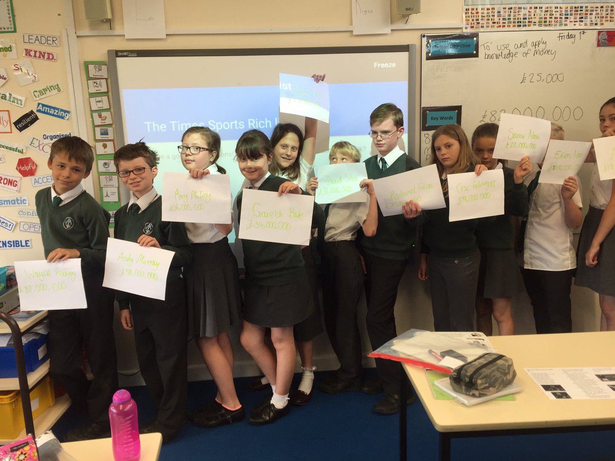 MissScoot1's tweet photo. Jst maths class getting to grips with large numbers using the times rich list! Lucky Edwin was our richest. #money https://t.co/n0cNW3OaWS