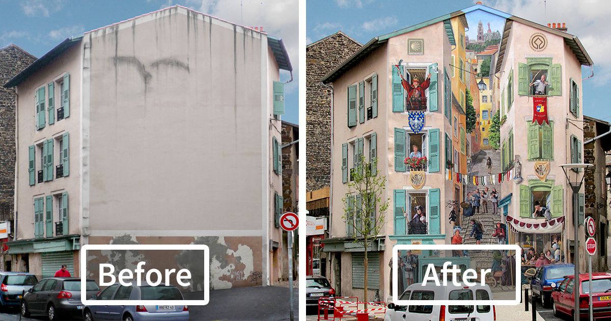 boredpanda's tweet photo. French Artist Transforms Boring City Walls Into Vibrant Scenes Full Of Life (39 Pics): https://t.co/ieYofhzrV6 #art https://t.co/K9g5pZB1z1