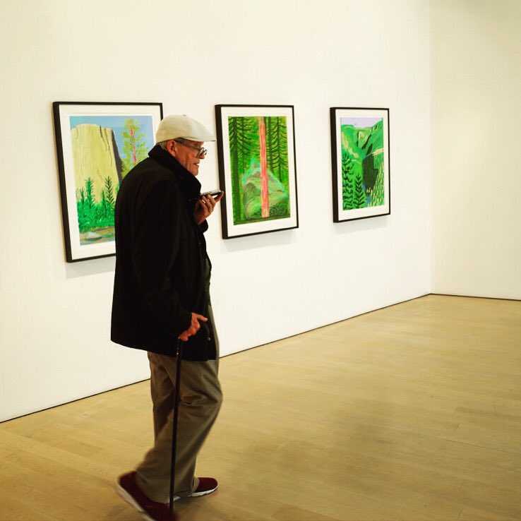 Annely_Juda's tweet photo. #davidhockney surveying his new exhibition at Annely Juda Fine Art! Exhibition runs until August 19th https://t.co/Zwv4pUqXKl