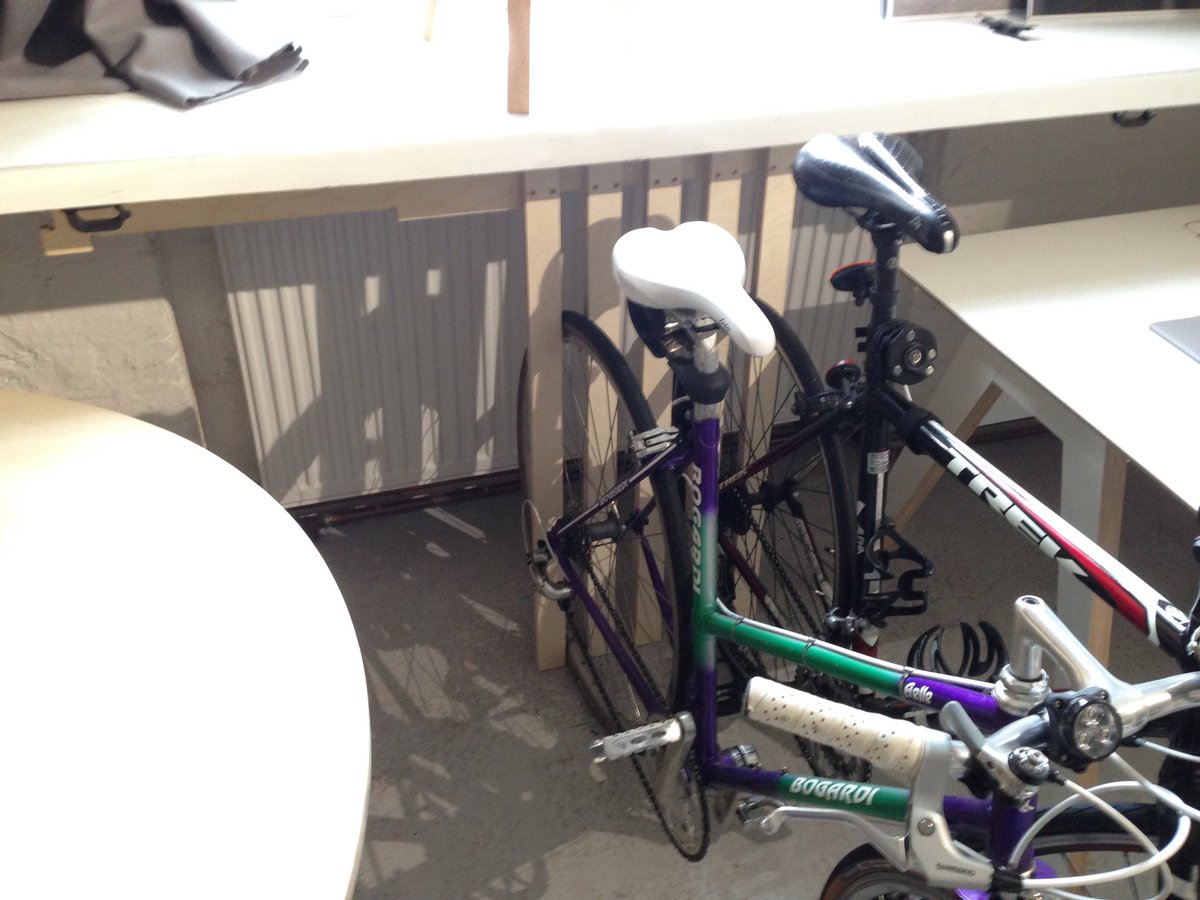OpenHugh's tweet photo. @fusePS so far I have a box to hold them and a bike rack. Definitely don't want to scrap it. Ideas welcome #makers https://t.co/JY38NTYZig