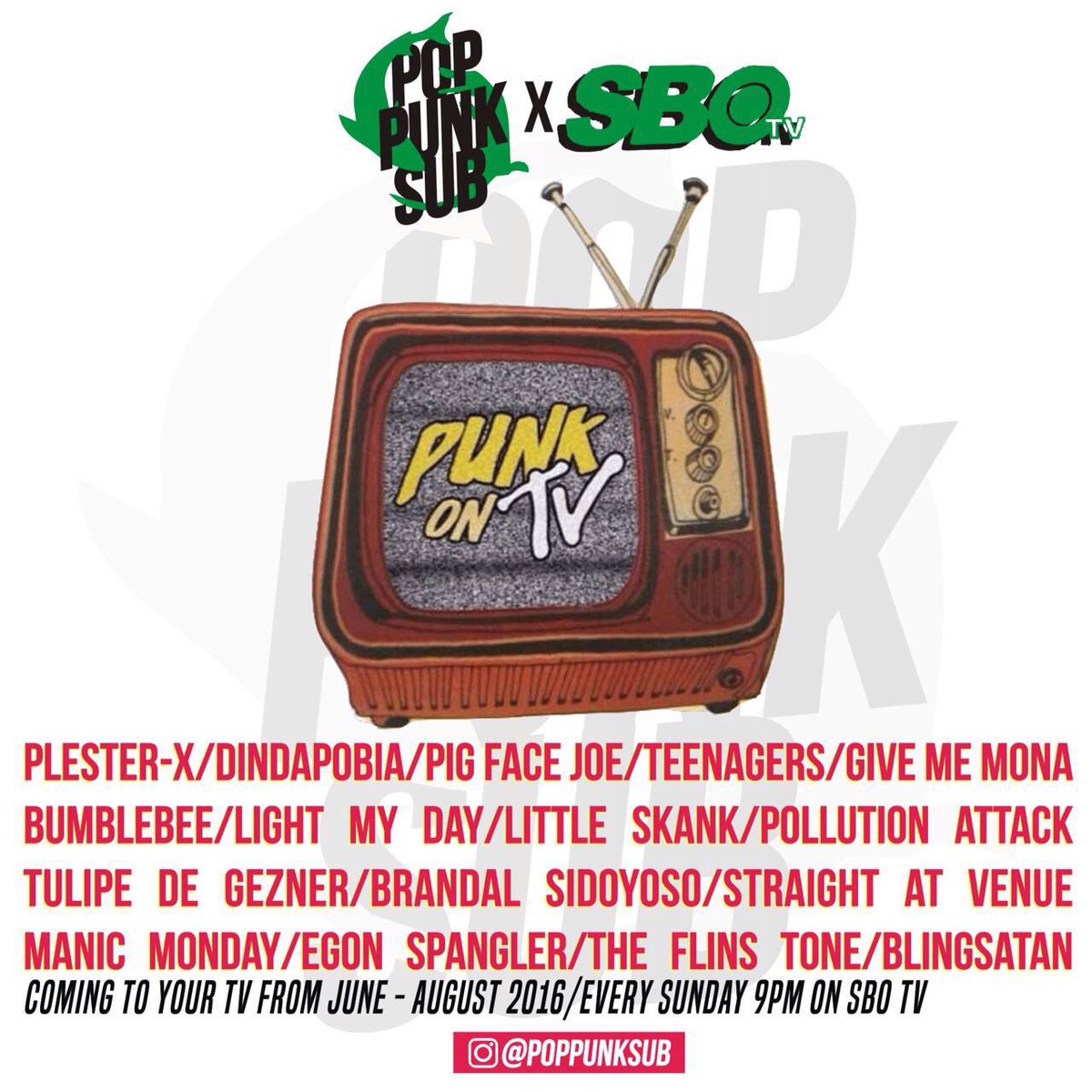 Tulipedegezner's tweet photo. Punk on your TV be there... #poppunksub #punkrockisback https://t.co/yz48Uw7Ei2