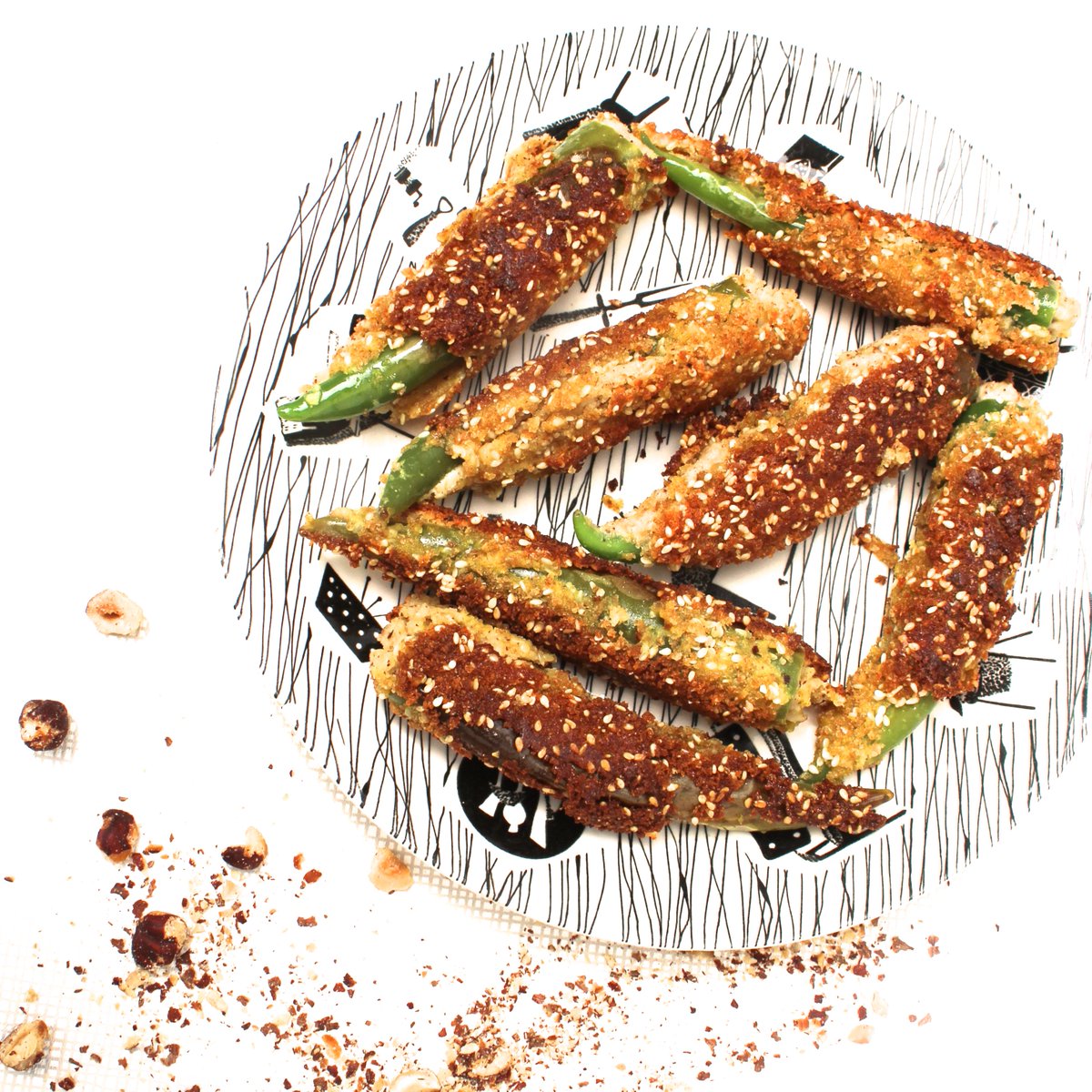 Smoked Hazelnut Creem Cheeze Jalapeño Poppers! Yeh! New #vegan #recipe #blog post! Click on donutsandbolts.com