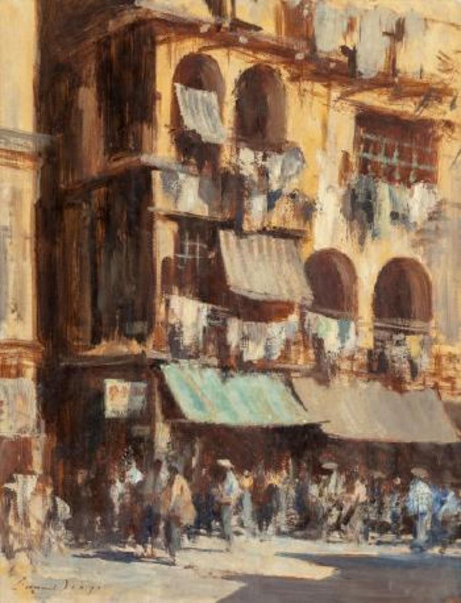 seagoedward's tweet photo. A Street in Wanchai, Hong Kong, 26×20in, Sold for $55,000 USD #edwardseago https://t.co/3Fir1S5tCv https://t.co/rf8BsFCLzp