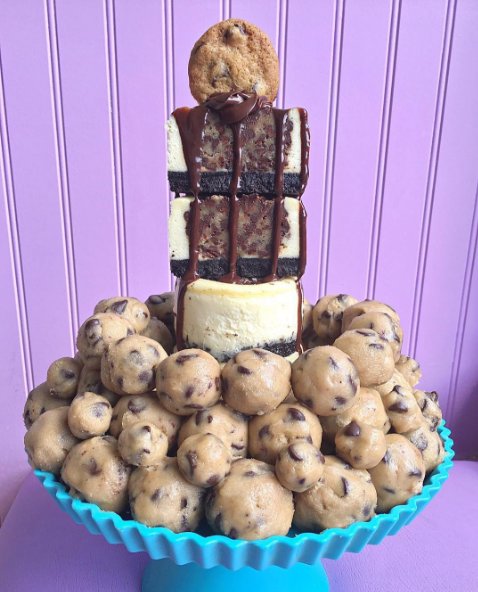 All your favourite desserts in one - cookie dough, chocolate cheesecake!