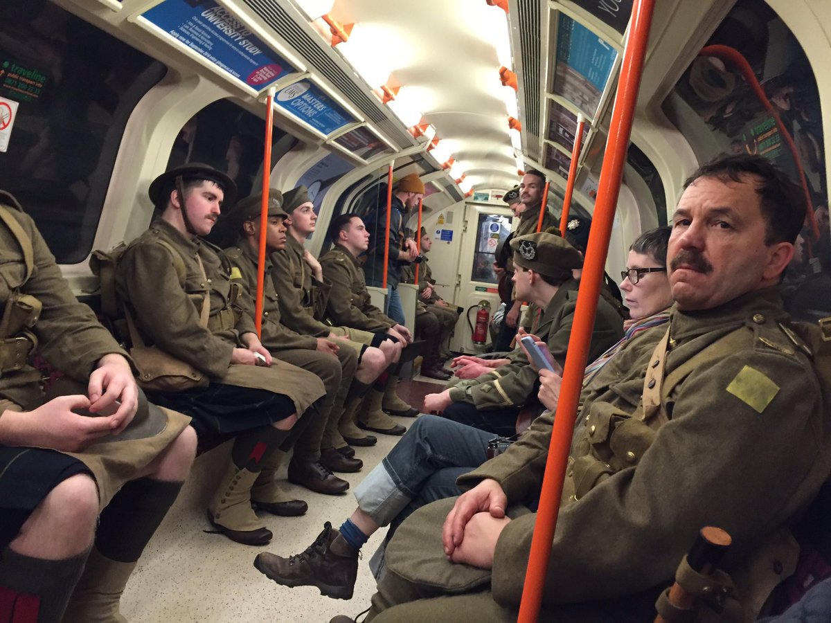 DJMac_'s tweet photo. 1WW Soldiers on Glasgow Subway. Each has identity of a man who died this day in 1916 https://t.co/0qr5NC8FFr