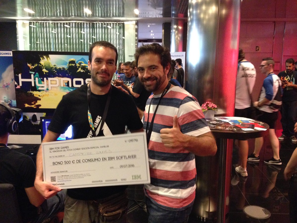 elzerouno's tweet photo. Orgullosos de @campfire_games unos grandes campeones del #pitchcombat en el stand de #ibm en @gamelab @IBM_ES https://t.co/BL3abg0RBX