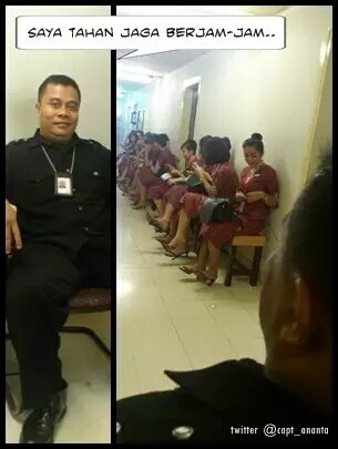 capt_ananta's tweet photo. Salut banget sama Bapak Security ini, beliau tahan 'jaga' sampe berjam-jam lamanya. https://t.co/hVWcMwgSlQ