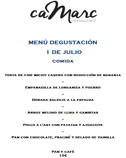 RestCaMarc's tweet image. Menú degustació divendres 1 de juliol