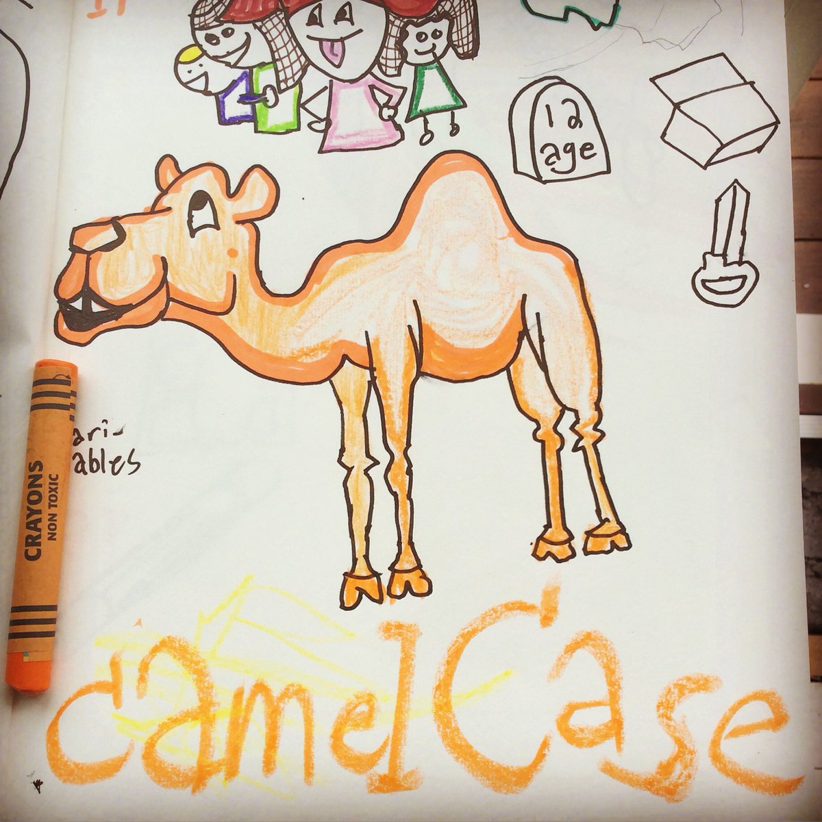 OlaHolstVea's tweet image. Separate words? Use camelCase! #todaysdoodle from @skilldrick s book #javaScriptForKids #sketchnotes