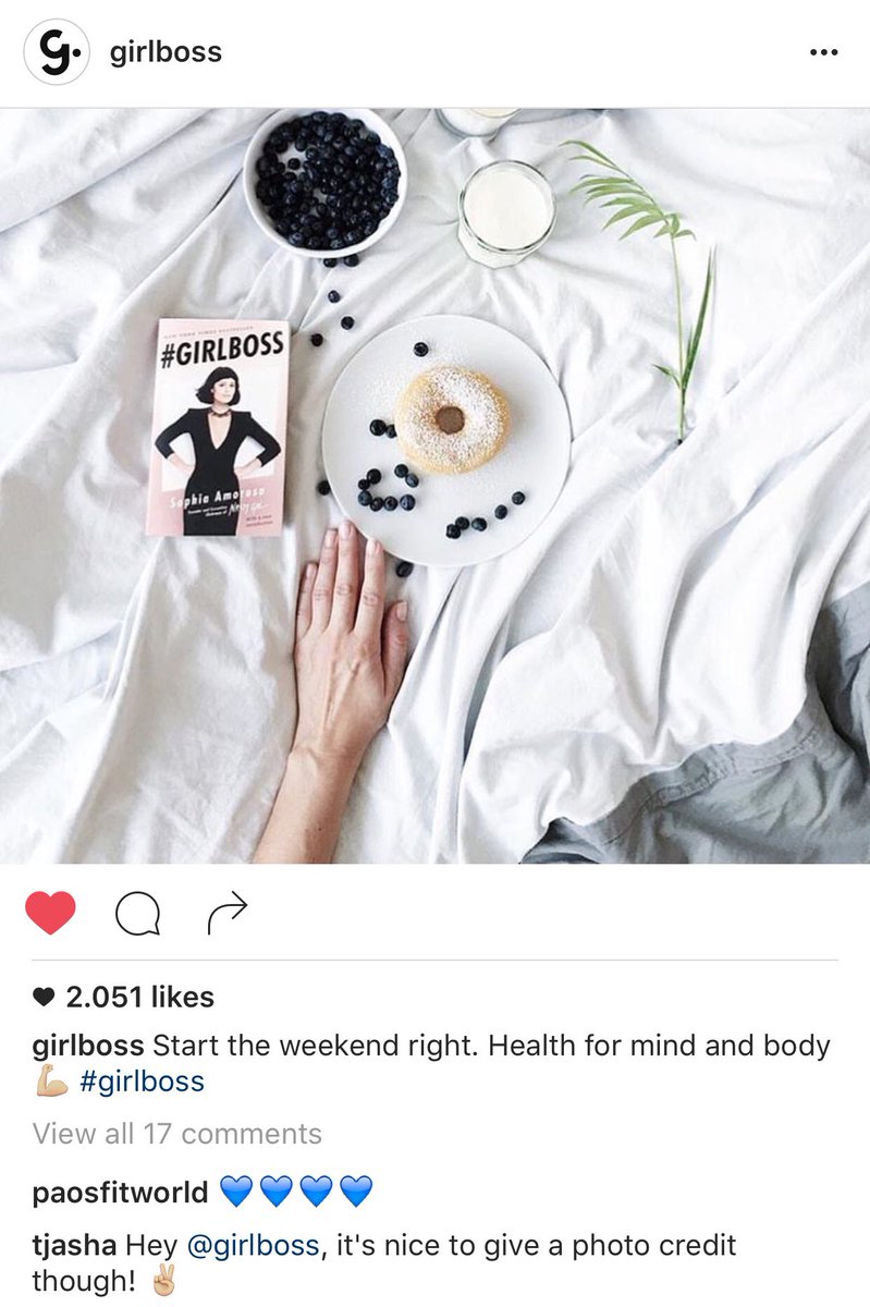 tja_sha's tweet photo. When brands use your content without any credit. Hey @GIRLBOSS you can do better!✌🏼️ #createorcredit @sophiaamoruso https://t.co/D24KhXOMhu