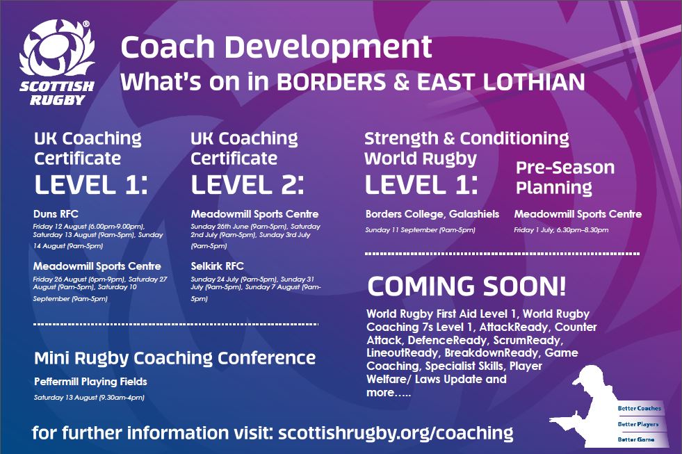 BORDERS &amp; EAST LOTHIAN | Coaching courses and workshops copming up. Sign up at scottishrugby.org/coaching