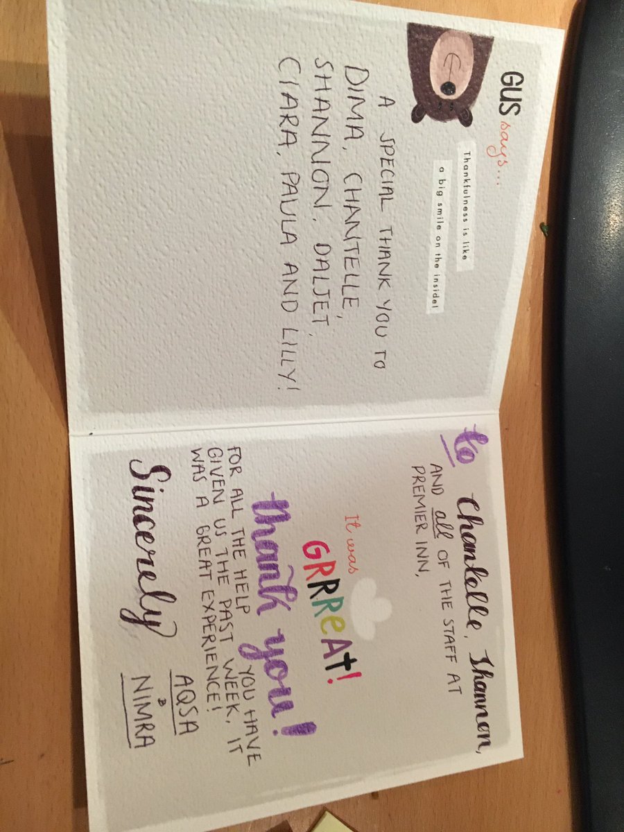 A lovely thank you card from our work placements! #futureleaders #borntobepurple <a href="/AndyFr4ncis/">AndyFr4ncis</a> <a href="/placemadebyyou/">A Place Made By You</a>