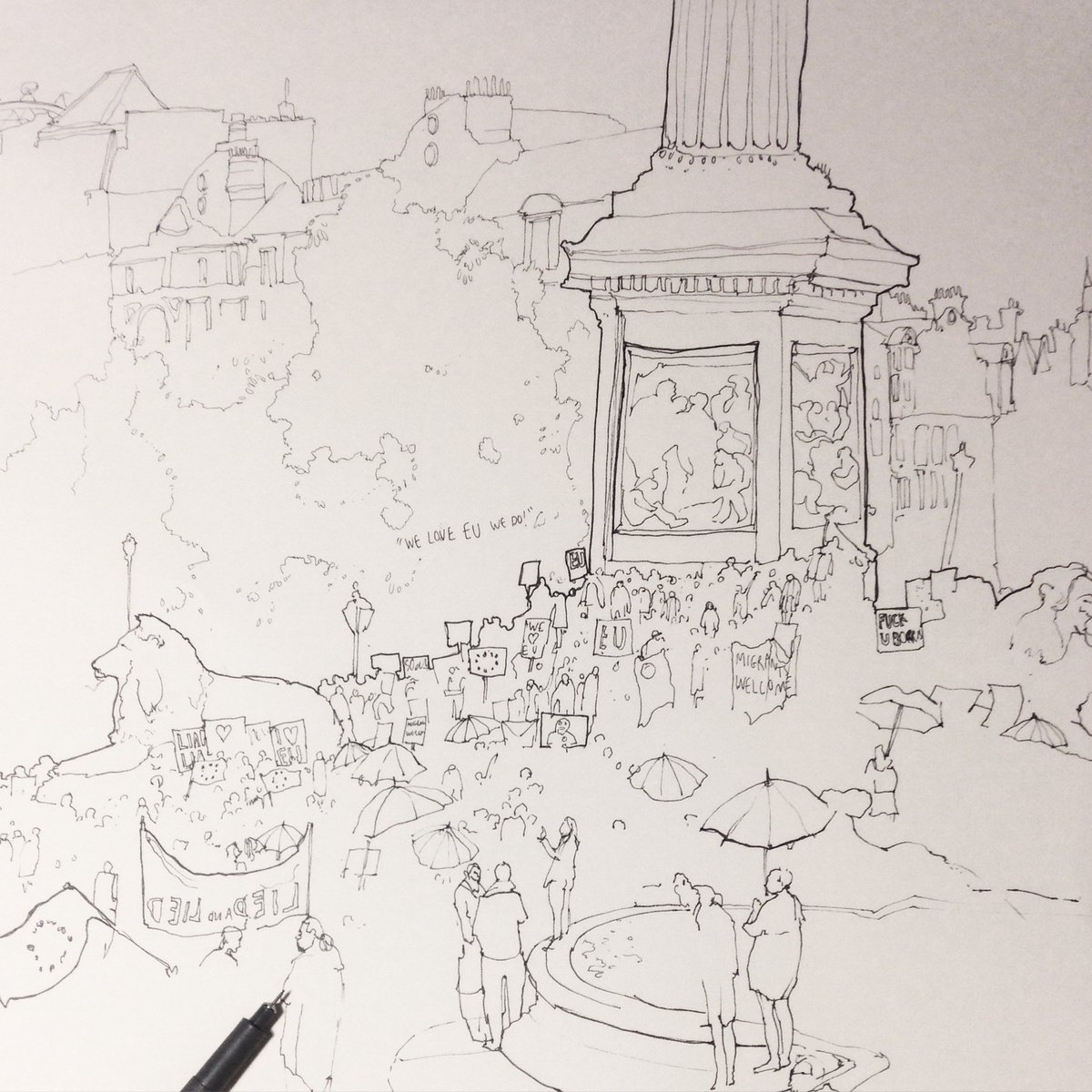 Firsthandinfo's tweet image. 'We love EU we do!' At the scene of the Brexit protest on Trafalgar Square - captured by @Sophia6524 #LondonStays