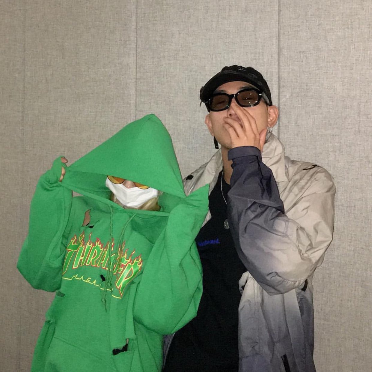 thrasher hoodie green flame