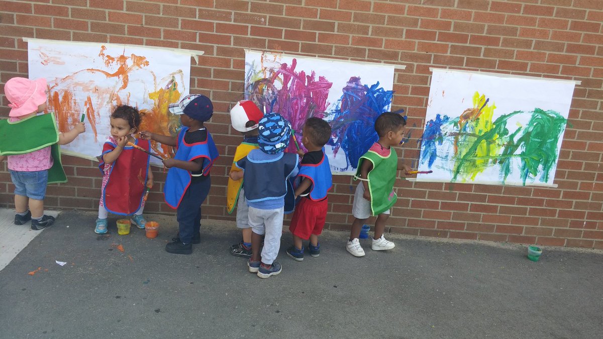 Vivette17's tweet photo. St. Raphael ELCCC-PLASP Toddler small group painting activity outdoor. #messy #love it https://t.co/X2QvJquIRR