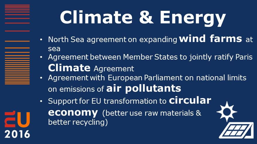 NLatEU's tweet photo. During #EU2016NL, the following is accomplished in the field of #climate and #energy: https://t.co/03U3fybCpq
