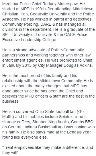 MPDOhio's tweet photo. Meet our chief!! #middletown #ohio #supportlocallawenforcement https://t.co/3lVERfdHig