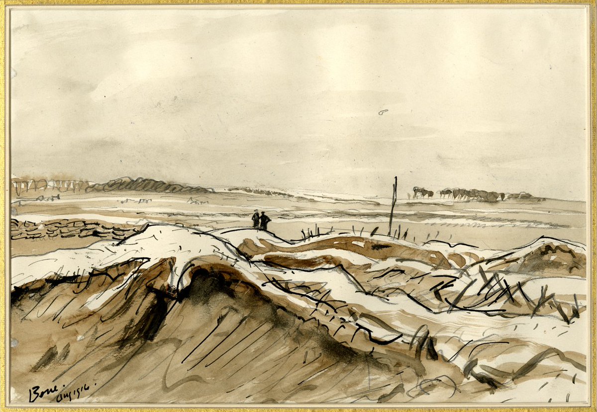 britishmuseum's tweet photo. The Battle of the Somme began #otd in 1916, captured by Britain's first war artist https://t.co/39QfFh7fDi #Somme100 https://t.co/t8sTq1A4ep