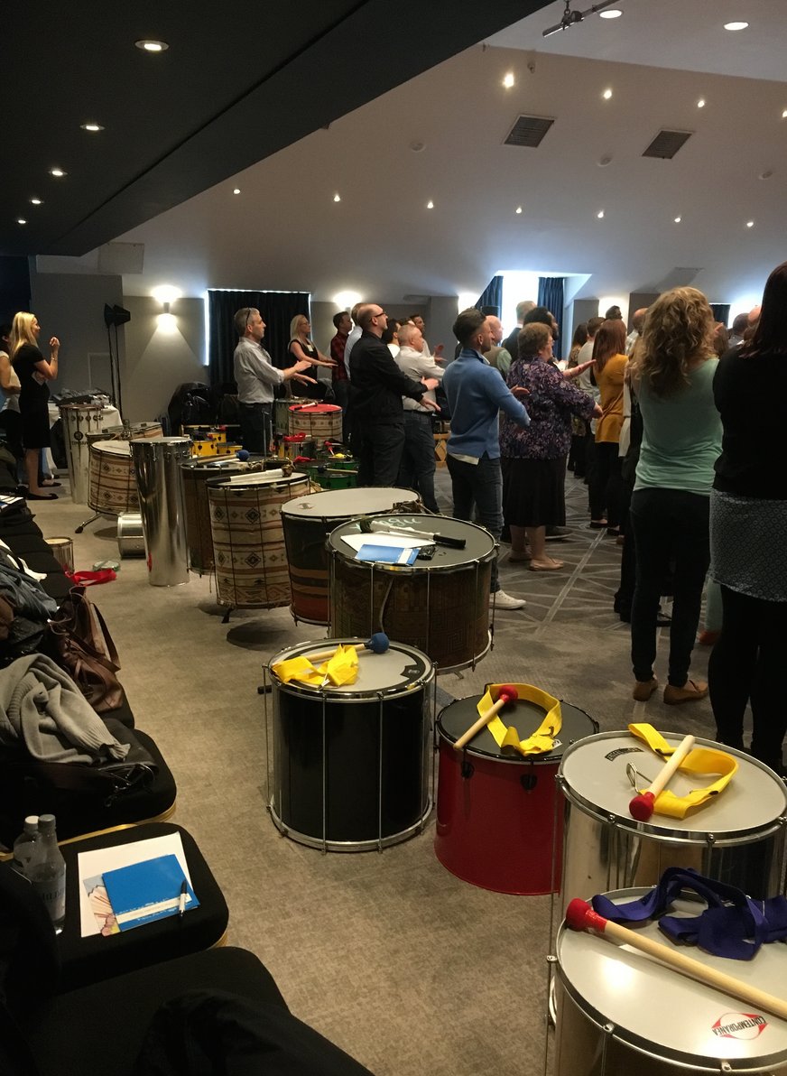TeamDrumming's tweet photo. The calm before the 220 person SAMBA BATERIA TeamBuilding DRUMMING wildness! #eventprosuk #teambuildinguk https://t.co/IoFHTdhEoC