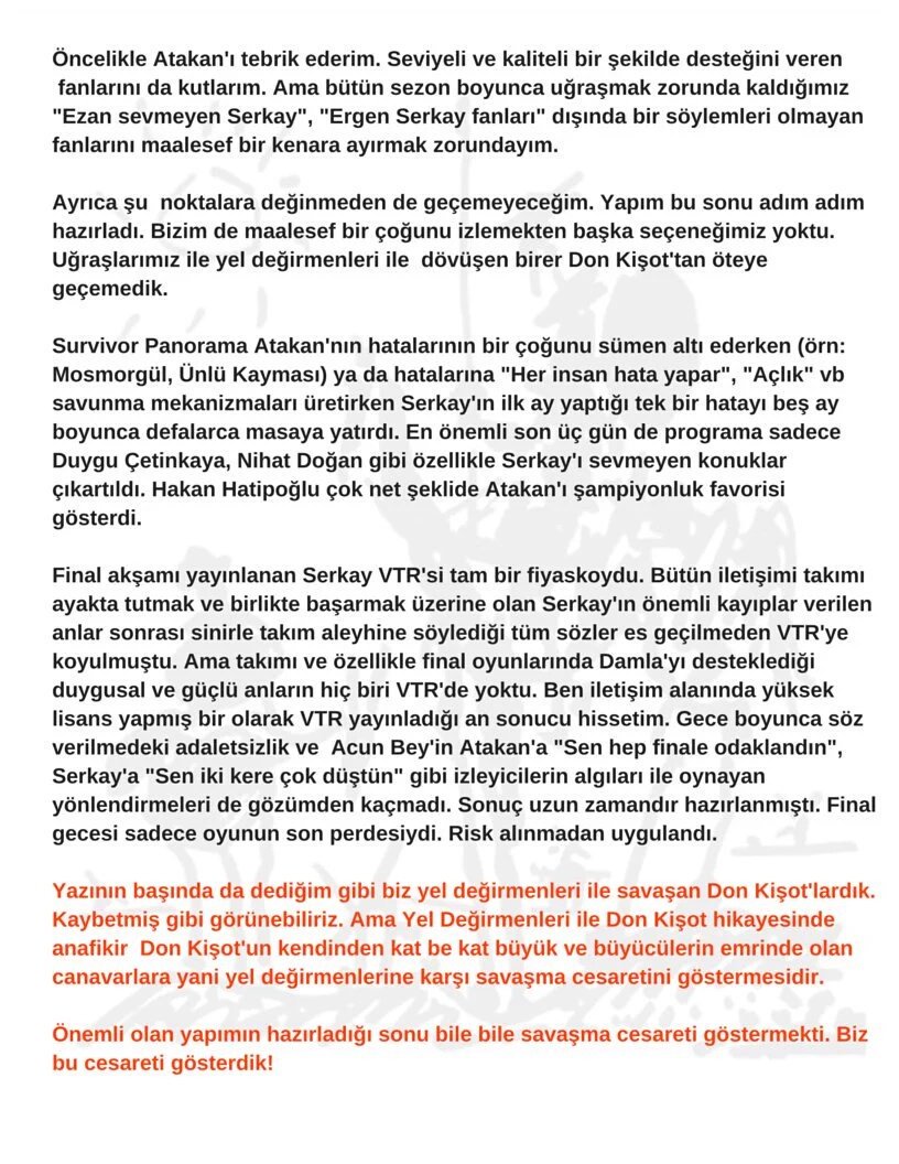 Son cümlesine kadar katılıyorm bu yüzden Bizim Şampiyonumuz Serkay Tütüncü #survivor <a href="/SerkayTutuncu23/">Serkay Tütüncü</a> <a href="/CansuKaniskan/">Cansu Kaniskan</a>