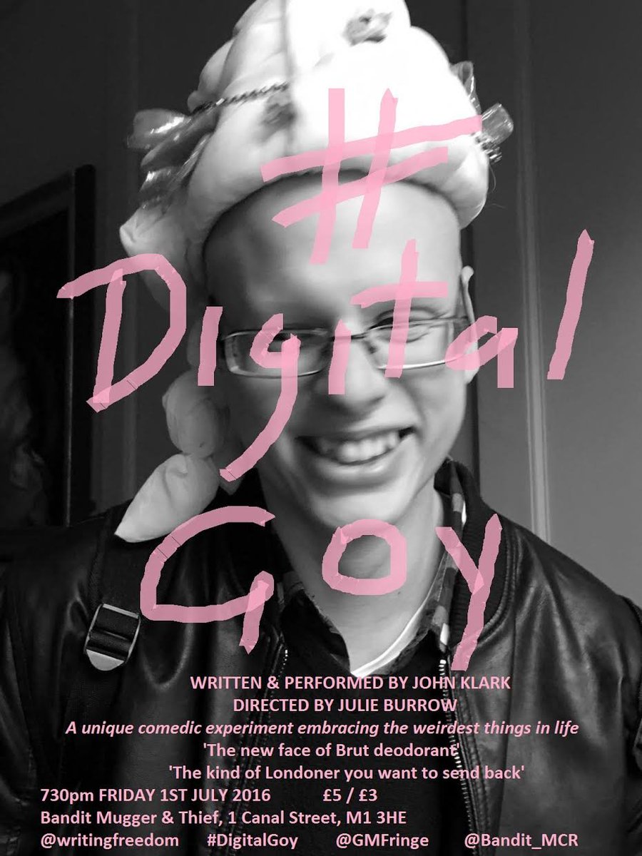 GMFringe's tweet photo. Tonight #DIGITALGOY 7.30pm @Bandit_MCR 
@canalstmancs @writingfreedom #comedy #standup #LGBT https://t.co/8qoy6cO2iM https://t.co/E763peaakV