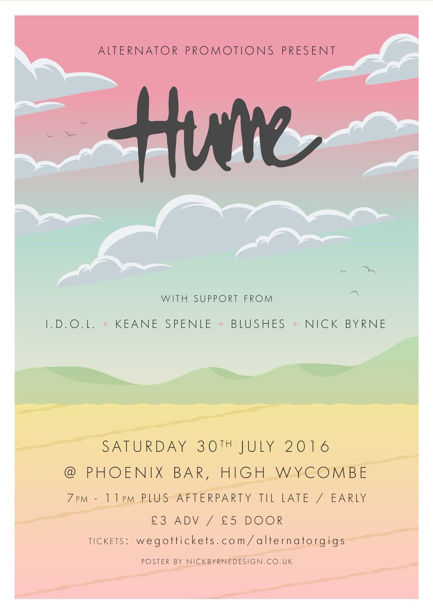 AlternatorGigs's tweet image. *JUST ANNOUNCED!* HUME headline @PhoenixBarHW w/@idolmusic_ @keanespenle @catsandblushes @nickbyrneuk