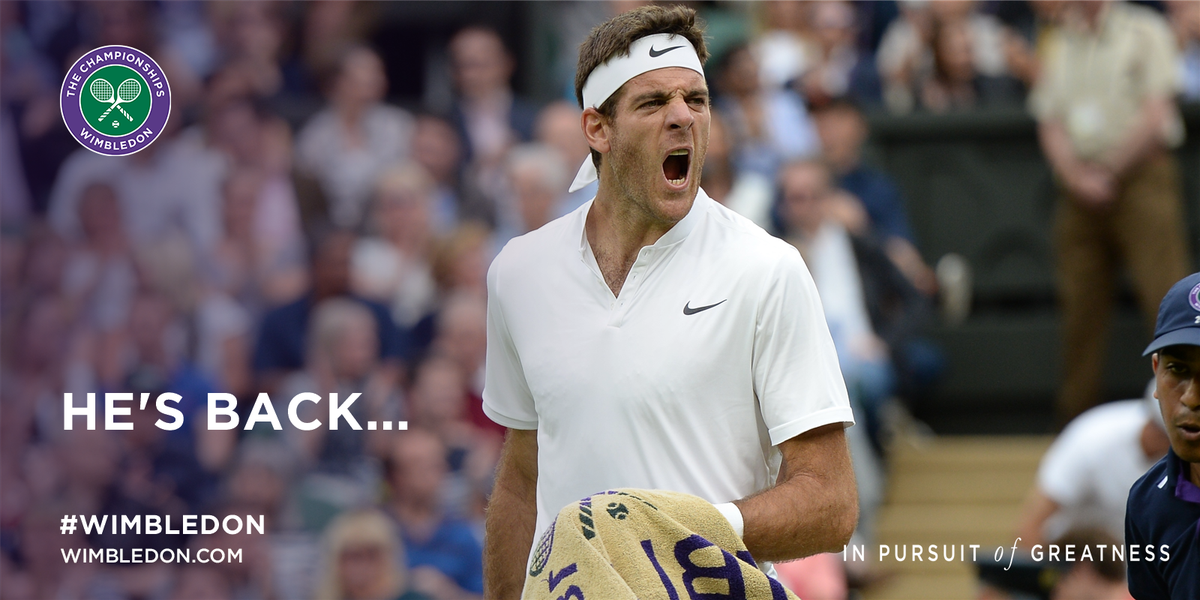 Wimbledon's tweet photo. A smile as wide as London...
@delpotrojuan downs No.4 seed Stan Wawrinka 3-6, 6-3, 7-6(2), 6-3 #Wimbledon https://t.co/GBDoQhe6Nd