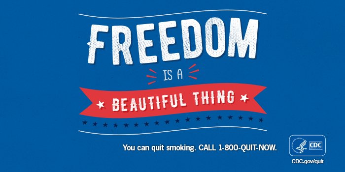CDCTobaccoFree's tweet photo. Happy Independence Day! Celebrate your freedom from smoking. https://t.co/v1pF9EmrQD