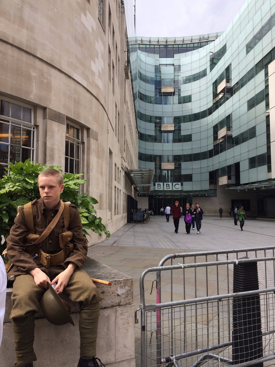 BBC's tweet photo. Soldiers of the Somme arrive at New Broadcasting House. #Somme100 #wearehere https://t.co/Z3eQaoPOsb