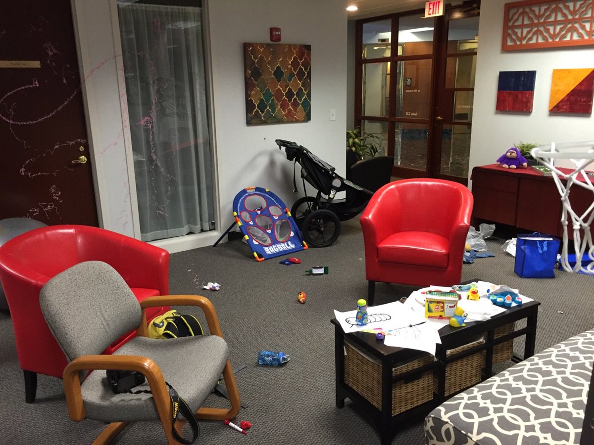 cioec's tweet photo. And here's the aftermath..... #bringyourkidtowork https://t.co/GH59YoYng5