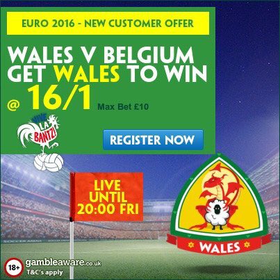 WowBet's tweet image. WIN £170: Wales v Belgium

Get Wales to win @ 16/1

Max Bet £10

▶️ ow.ly/WeisU