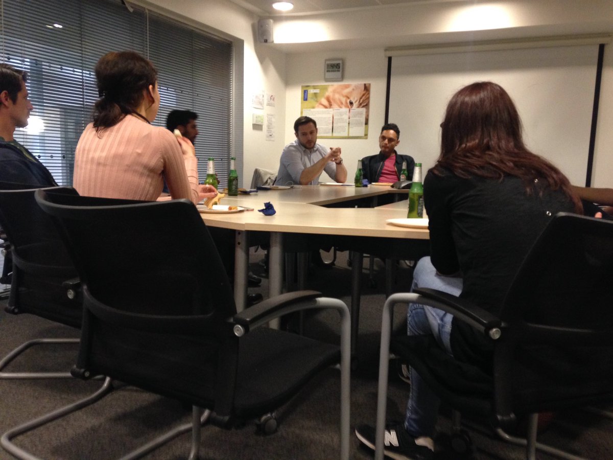 Imperial_INC's tweet photo. Edouard telling the group all about @_PropertyScape_ over pizza and a beer #community #incubator https://t.co/Sg1o3gFTMC