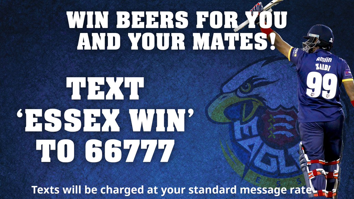 EssexCricket's tweet photo. At the game tonight? Win drinks for your group by texting in &amp; guessing how many powerplay runs will be scored! https://t.co/9saXbLhf1l