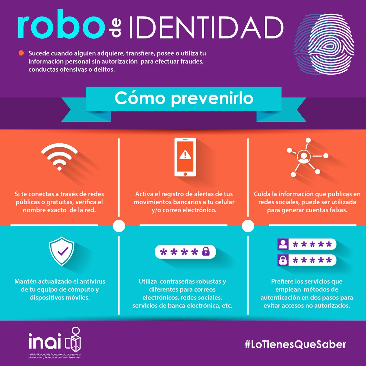 INAImexico's tweet photo. #DatosPersonales que publiques en internet pueden ser utilizados para generar cuentas falsas ¡Cuida tu privacidad! https://t.co/OgVQGZx0mE
