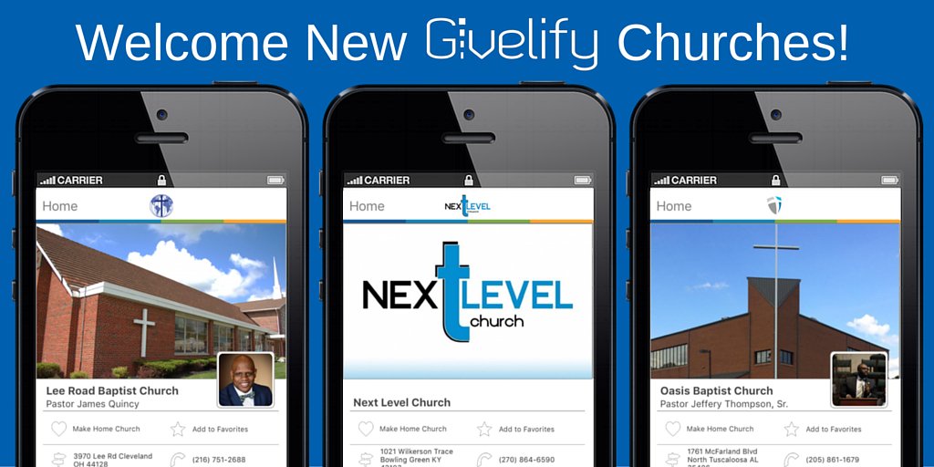 Givelify's tweet photo. Welcome #churches: @LeeRoadBaptist, @TheNextLevel13, @OasisBChurch, @AllenAME_SEDC, @BLofLaPlace... (1/2) https://t.co/z5OHzWq7O7